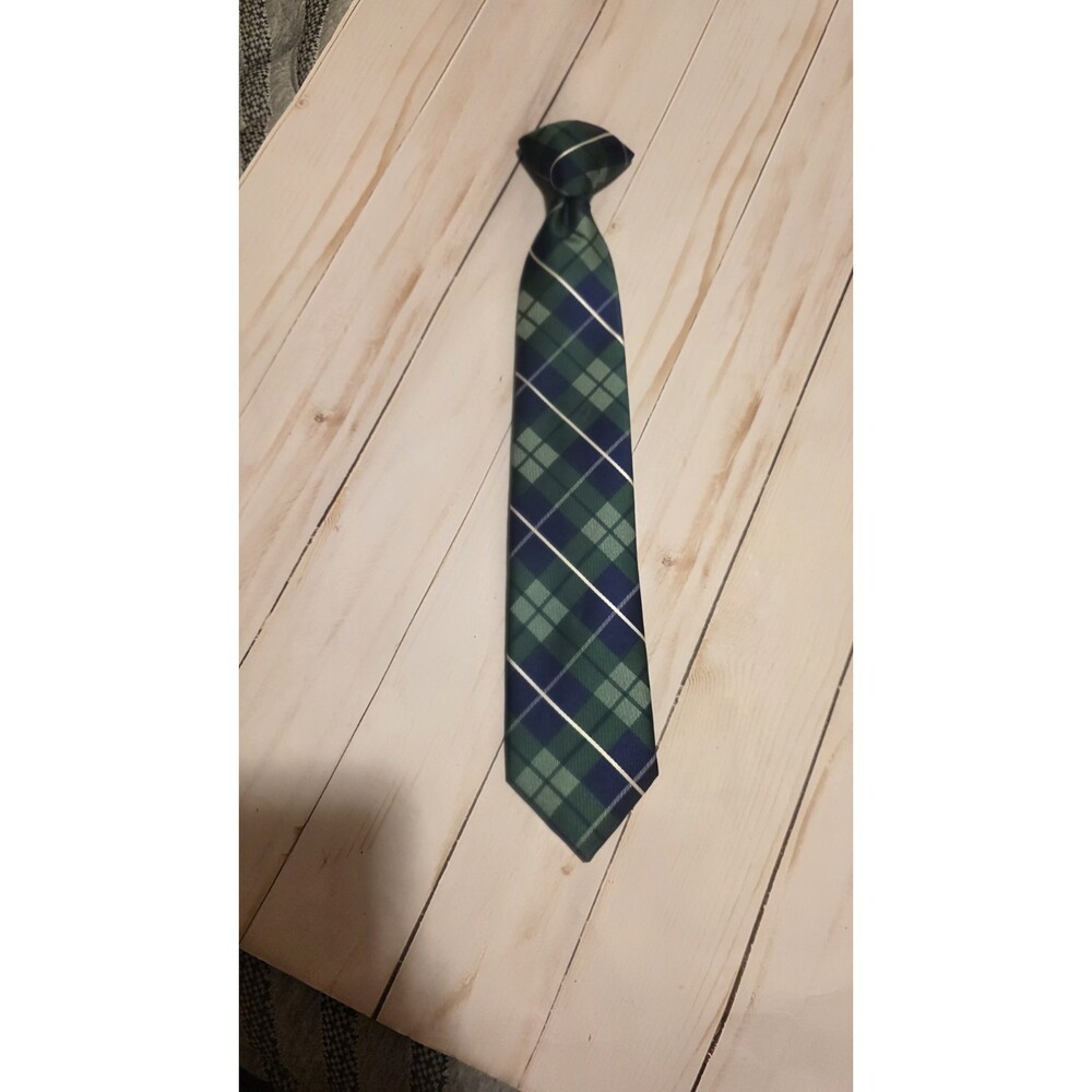 BOYS' CHAPS CLIP ON TIE - GREEN PLAID - Wedding Party Formal Event Shower